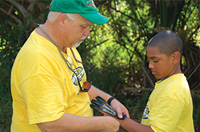 Camp counselor with child